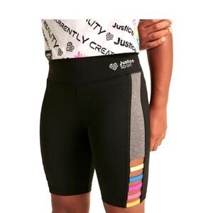 JUSTICE Girls Black J-Sport Bike Shorts Medium Colorblock Stretchy NWT